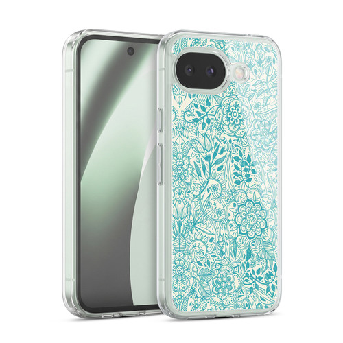 Micklyn Le Feuvre Floral Patterns Teal And Cream Soft Gel Case for Google Pixel 10a