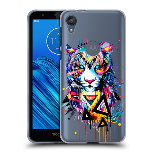 Pixie Cold Cats Shattered Tiger Soft Gel Case for Motorola Moto E6