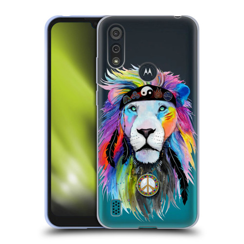 Pixie Cold Cats Hippy Lion Soft Gel Case for Motorola Moto E6s (2020)