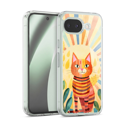 LebensArt Mix Art Stripes Whimsy Cat Soft Gel Case for Google Pixel 10a