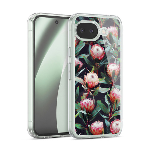 Micklyn Le Feuvre Florals 2 Evening Proteas Pink On Charcoal Soft Gel Case for Google Pixel 10a