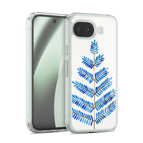 Cat Coquillette Nature Leaflets Blue Soft Gel Case for Google Pixel 10a