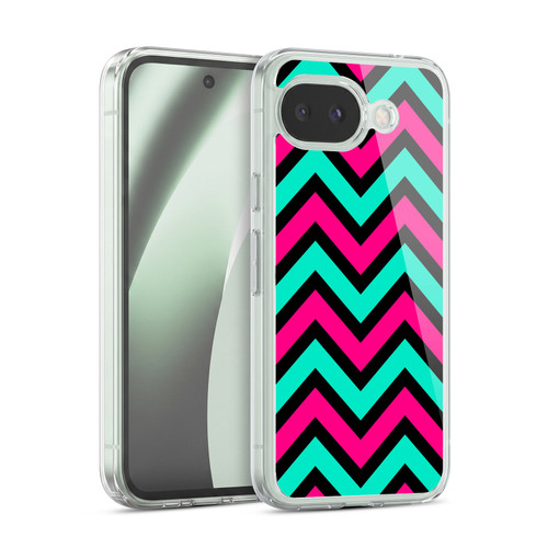 Head Case Designs Neon Zigzag Pink And Teal In Black Soft Gel Case for Google Pixel 10a