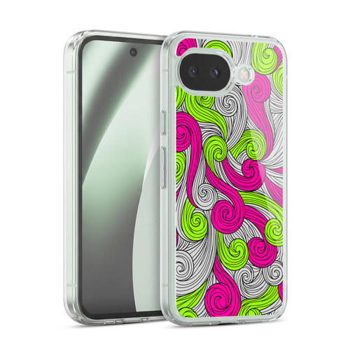 Head Case Designs Vivid Swirls Neon Pink And Green Soft Gel Case for Google Pixel 10a