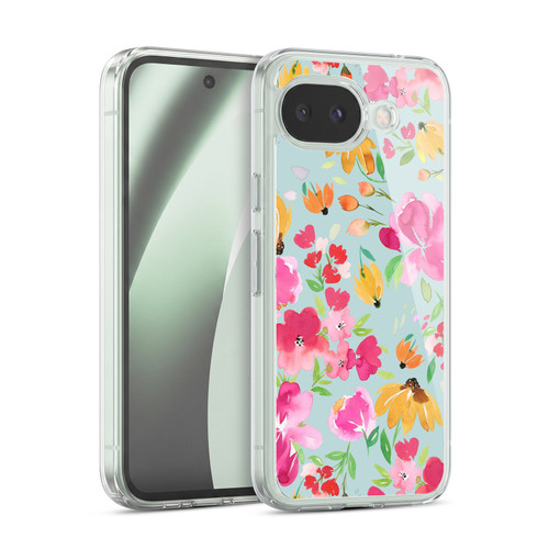 Ninola Spring Floral Flowers Blue Soft Gel Case for Google Pixel 10a