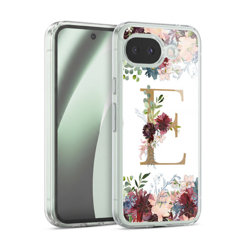 Nature Magick Flowers Monogram Floral Gold Letter E Soft Gel Case for Google Pixel 10a