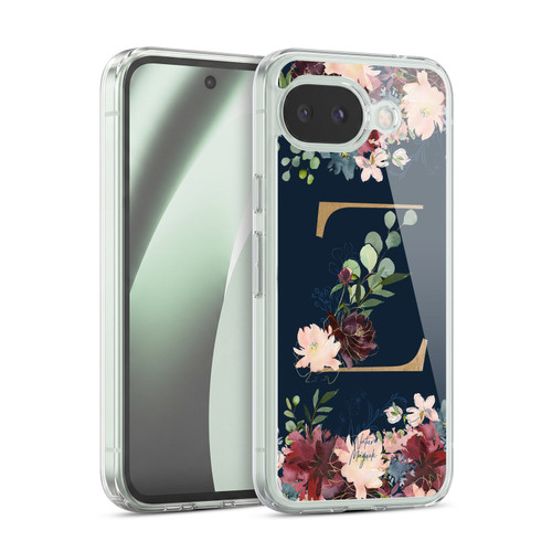 Nature Magick Floral Monogram Gold Navy 2 Letter Z Soft Gel Case for Google Pixel 10a
