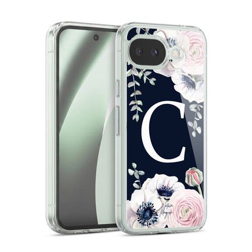 Nature Magick Floral Monogram Navy Flowers 1 Letter C Soft Gel Case for Google Pixel 10a