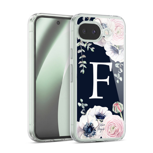 Nature Magick Floral Monogram Navy Flowers 1 Letter F Soft Gel Case for Google Pixel 10a