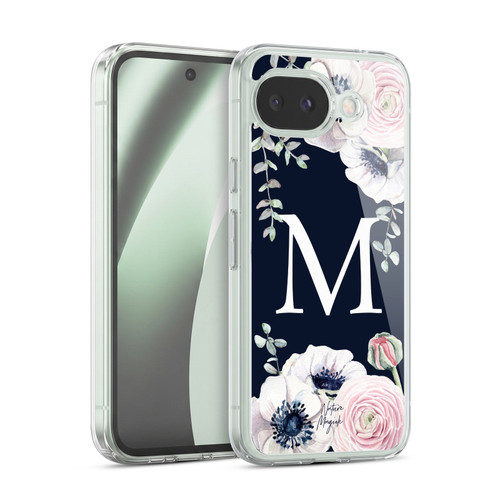 Nature Magick Floral Monogram Navy Flowers 1 Letter M Soft Gel Case for Google Pixel 10a