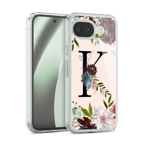 Nature Magick Rose Gold Flowers Monogram 1 Letter K Soft Gel Case for Google Pixel 10a