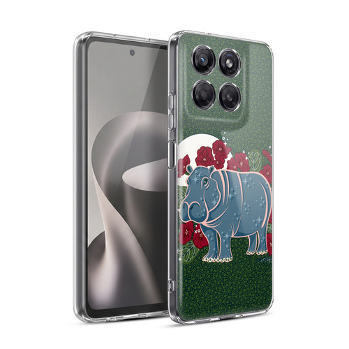 Cat Coquillette Tropical Wildlife Hippo And African Violet Soft Gel Case for Motorola Moto G37 Power