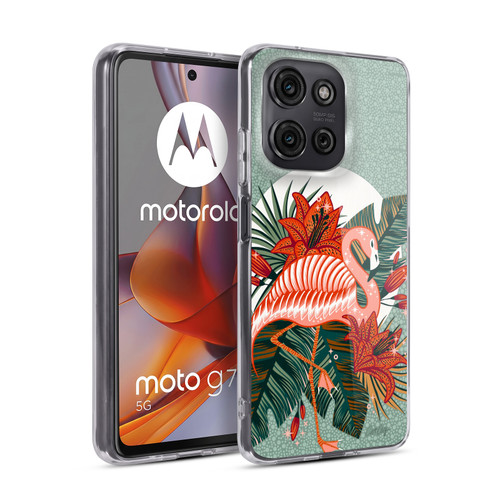 Cat Coquillette Tropical Wildlife Flamingo And Lilies Soft Gel Case for Motorola Moto G75