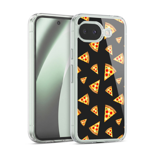PLdesign Food Patterns Cool Fun Pizza Slices Black Soft Gel Case for Google Pixel 10a
