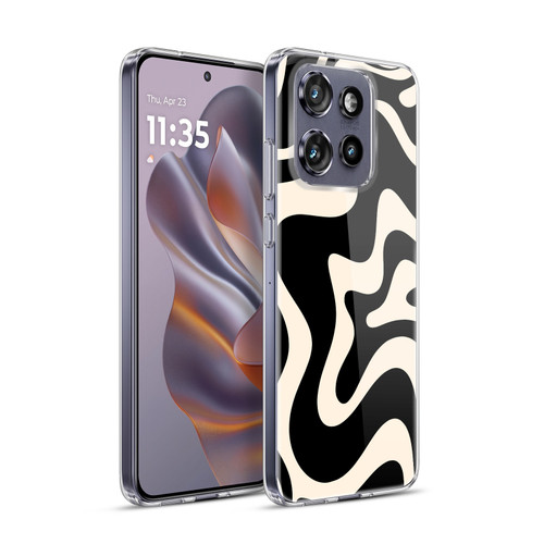 Kierkegaard Design Studio Retro Abstract Patterns Black Almond Cream Swirl Soft Gel Case for Motorola Edge 50 Neo