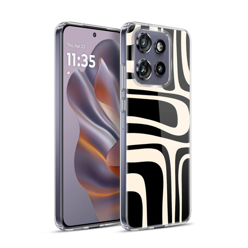 Kierkegaard Design Studio Retro Abstract Patterns Palm Springs Black Cream Soft Gel Case for Motorola Edge 50 Neo