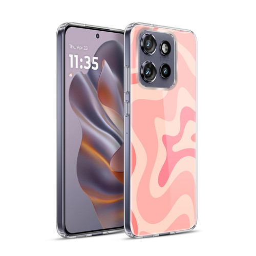 Kierkegaard Design Studio Retro Abstract Patterns Soft Pink Liquid Swirl Soft Gel Case for Motorola Edge 50 Neo