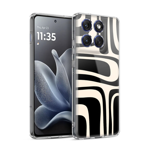 Kierkegaard Design Studio Retro Abstract Patterns Palm Springs Black Cream Soft Gel Case for Motorola Edge 70