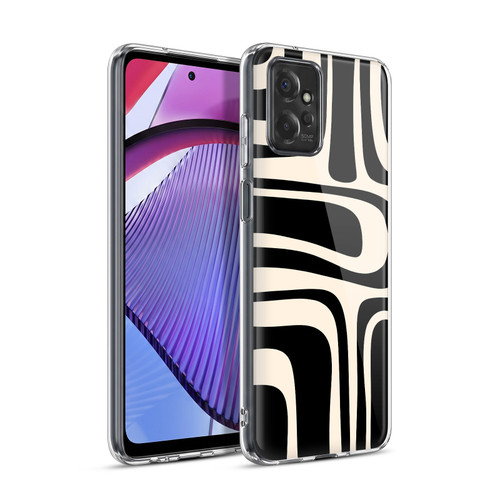 Kierkegaard Design Studio Retro Abstract Patterns Palm Springs Black Cream Soft Gel Case for Motorola Moto G Power (2023)