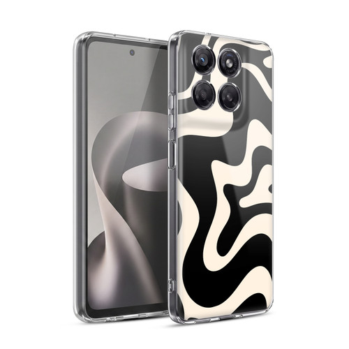 Kierkegaard Design Studio Retro Abstract Patterns Black Almond Cream Swirl Soft Gel Case for Motorola Moto G37 Power
