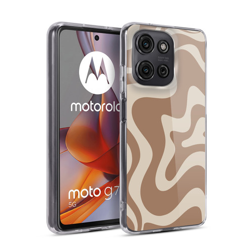 Kierkegaard Design Studio Retro Abstract Patterns Milk Brown Beige Swirl Soft Gel Case for Motorola Moto G75