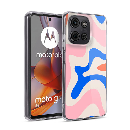 Kierkegaard Design Studio Retro Abstract Patterns Pink Blue Orange Swirl Soft Gel Case for Motorola Moto G75