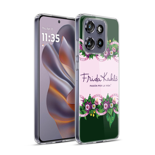Frida Kahlo Purple Florals Border Soft Gel Case for Motorola Edge 50 Neo