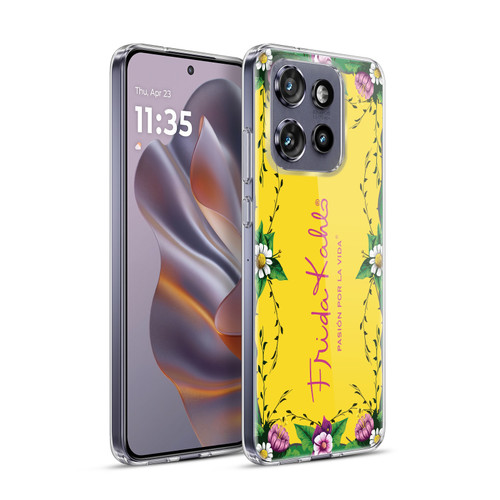 Frida Kahlo Purple Florals Frame Soft Gel Case for Motorola Edge 50 Neo