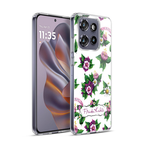 Frida Kahlo Purple Florals Pattern Soft Gel Case for Motorola Edge 50 Neo