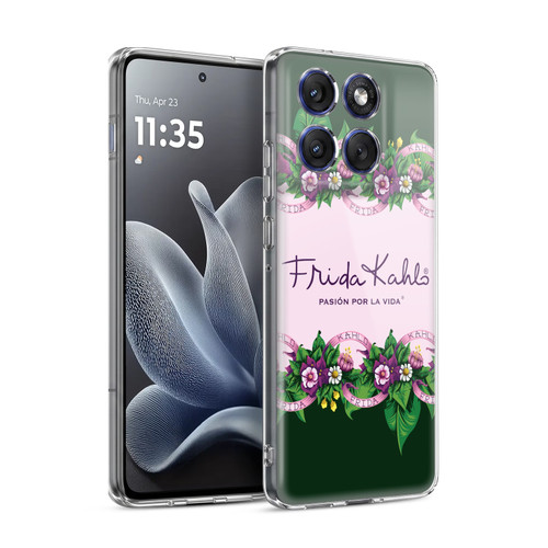 Frida Kahlo Purple Florals Border Soft Gel Case for Motorola Edge 70