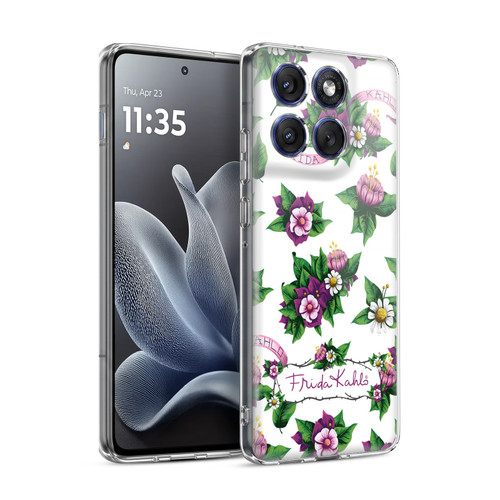 Frida Kahlo Purple Florals Pattern Soft Gel Case for Motorola Edge 70