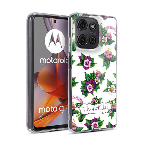 Frida Kahlo Purple Florals Pattern Soft Gel Case for Motorola Moto G75