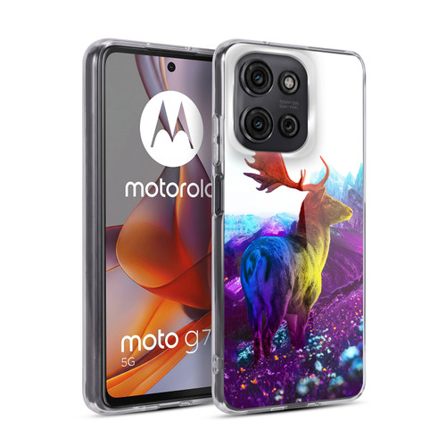 Dave Loblaw Animals Purple Mountain Deer Soft Gel Case for Motorola Moto G75