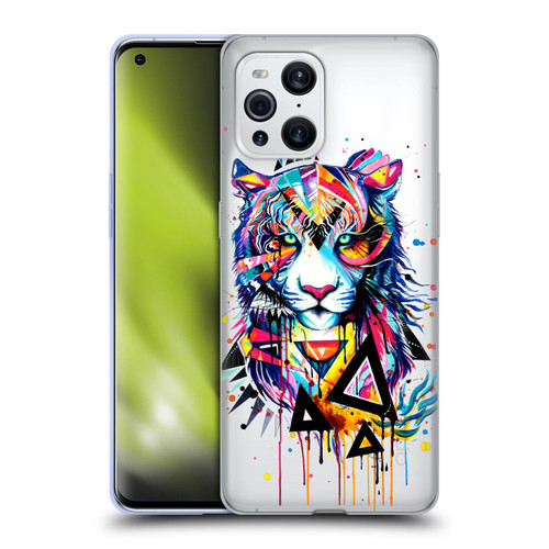 Pixie Cold Cats Shattered Tiger Soft Gel Case for OPPO Find X3 / Pro