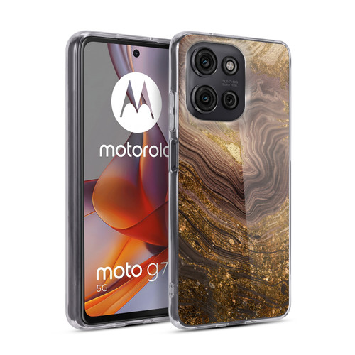 LebensArt Geo Liquid Marble Gold Earth Soft Gel Case for Motorola Moto G75