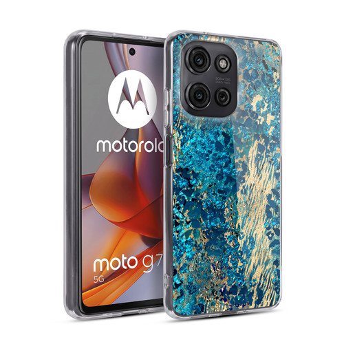 LebensArt Geo Liquid Marble Teal Jungle Soft Gel Case for Motorola Moto G75