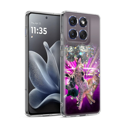 Random Galaxy Animals Disco Dancing Cat Soft Gel Case for Motorola Edge 70
