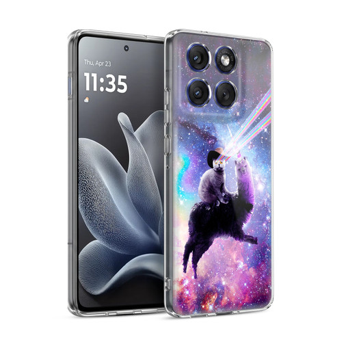 Random Galaxy Animals Laser Space Cat Riding Llama Soft Gel Case for Motorola Edge 70