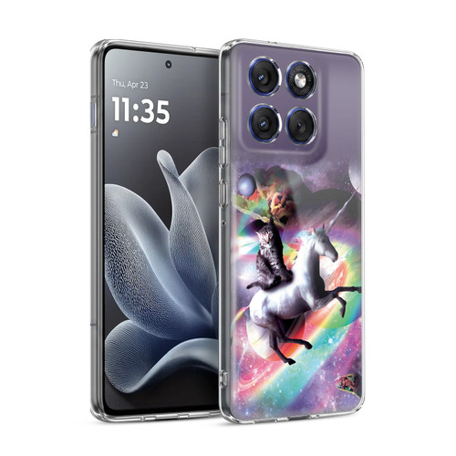Random Galaxy Animals Space Cat Riding Unicorn Soft Gel Case for Motorola Edge 70