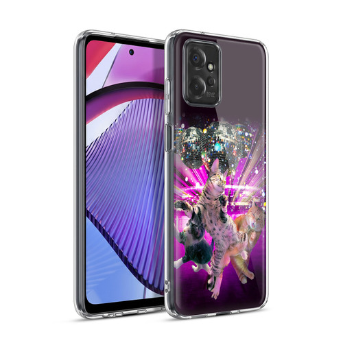 Random Galaxy Animals Disco Dancing Cat Soft Gel Case for Motorola Moto G Power (2023)