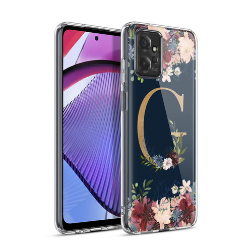 Nature Magick Floral Monogram Gold Navy Letter G Soft Gel Case for Motorola Moto G Power (2023)