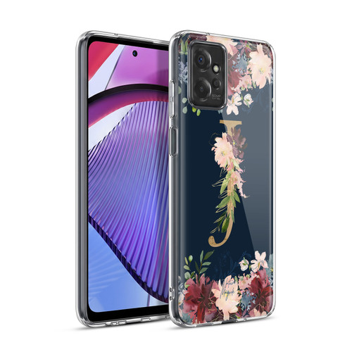 Nature Magick Floral Monogram Gold Navy Letter J Soft Gel Case for Motorola Moto G Power (2023)