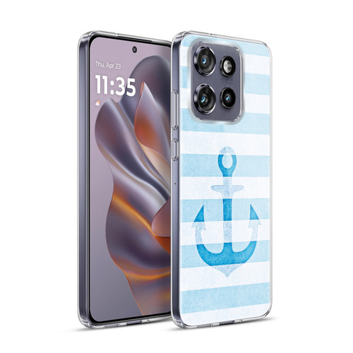 Monika Strigel Vintage Anchors Blue Soft Gel Case for Motorola Edge 50 Neo
