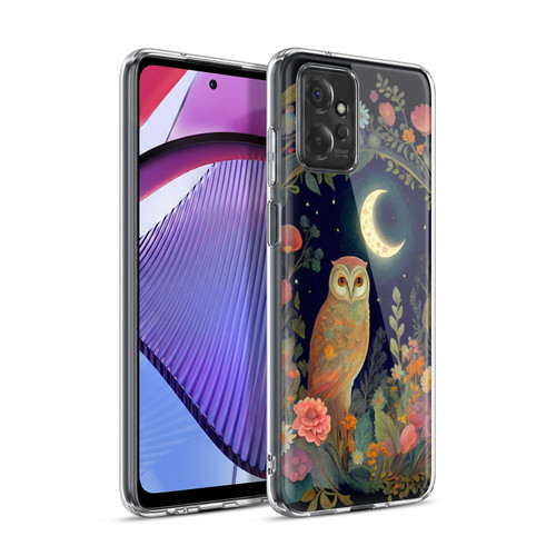 JK Stewart Key Art Owl Crescent Moon Night Garden Soft Gel Case for Motorola Moto G Power (2023)