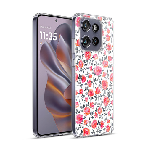 Micklyn Le Feuvre Florals Roses on White Soft Gel Case for Motorola Edge 50 Neo