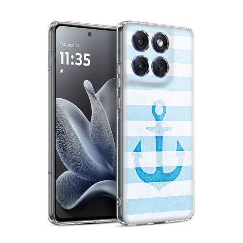 Monika Strigel Vintage Anchors Blue Soft Gel Case for Motorola Edge 70