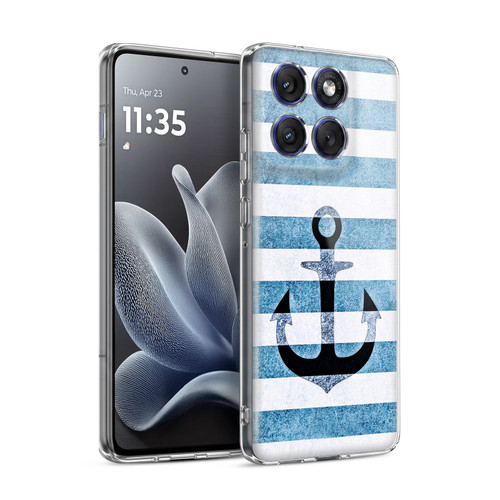 Monika Strigel Vintage Anchors Indigo Soft Gel Case for Motorola Edge 70