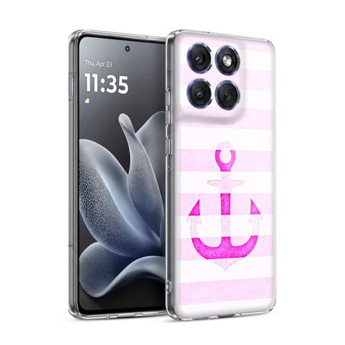 Monika Strigel Vintage Anchors Neon Pink Soft Gel Case for Motorola Edge 70