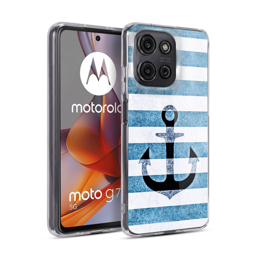 Monika Strigel Vintage Anchors Indigo Soft Gel Case for Motorola Moto G75