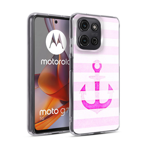 Monika Strigel Vintage Anchors Neon Pink Soft Gel Case for Motorola Moto G75